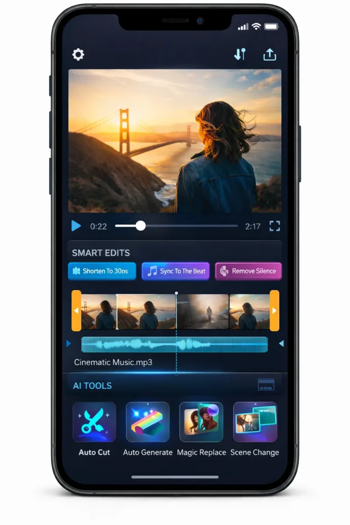 ตัวอย่างแอปตัดต่อวิดีโอด้วย AI บนมือถือ